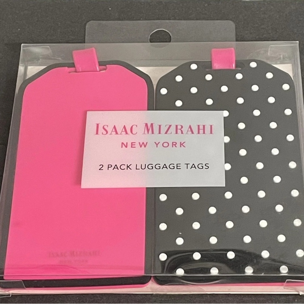 Isaac Mizrahi 2 pack luggage tags. New in box, rubber like
